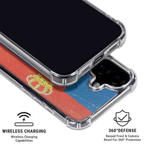 Serbia Flag Distressed iPhone 16 Clear Case
